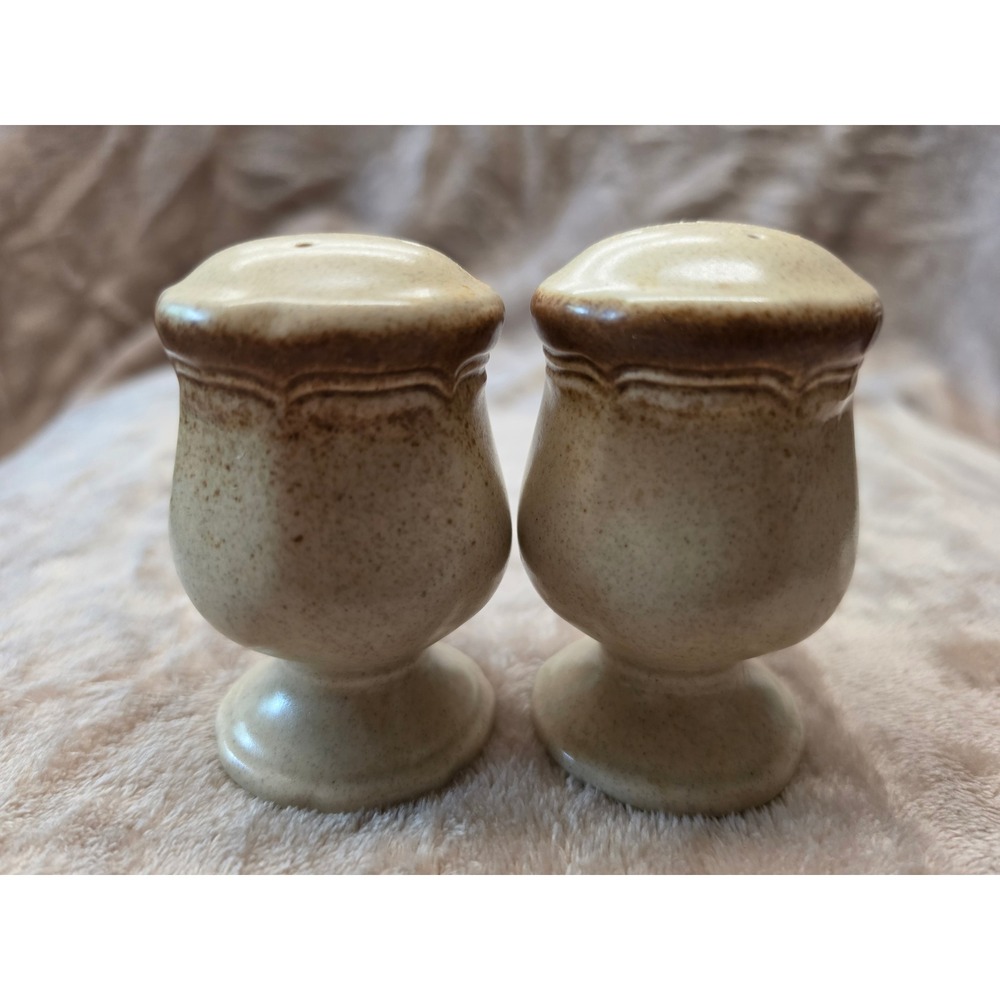 Mikasa Japan Stoneware Salt and Pepper Shakers Vintage Brown Cream Speckled Set